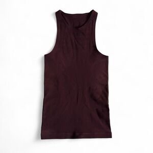 Lululemon Striped Reveal Tank with Laser Cut Details Dark Adobe Maroon